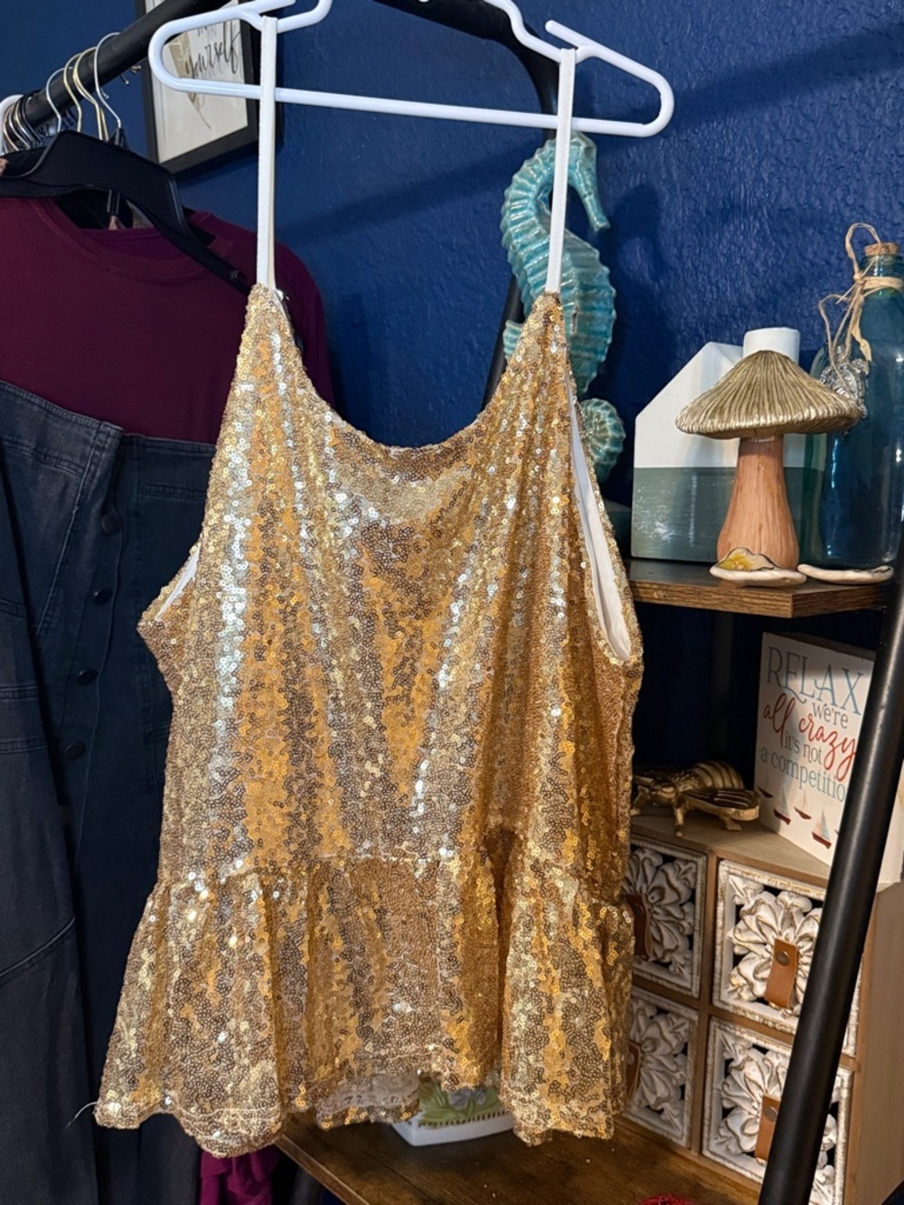 No Boundaries Gold Sequin Tank Top - Picture 2 of 2